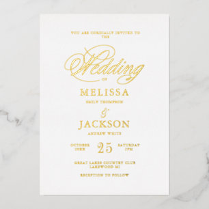 Modern Elegance golden Wedding Folie Uitnodiging