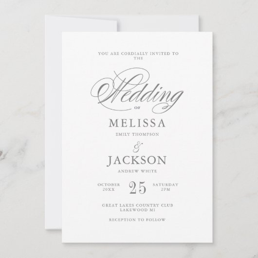 Modern Elegance golden Wedding Wedding Invitation Kaart (Voorkant)