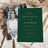 Modern Elegance Green and Gold Photo Wedding Folie Uitnodiging