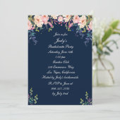 Modern Elegance Pink Floral Bachelorette Party Kaart (Staand voorkant)