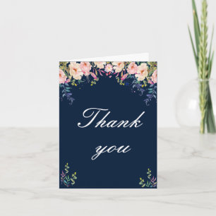 Modern Elegance Pink Floral Botanical Dank je Kaart