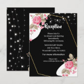 Modern Elegance Pink Floral string light Aankondigingskaart (Voorkant / Achterkant)