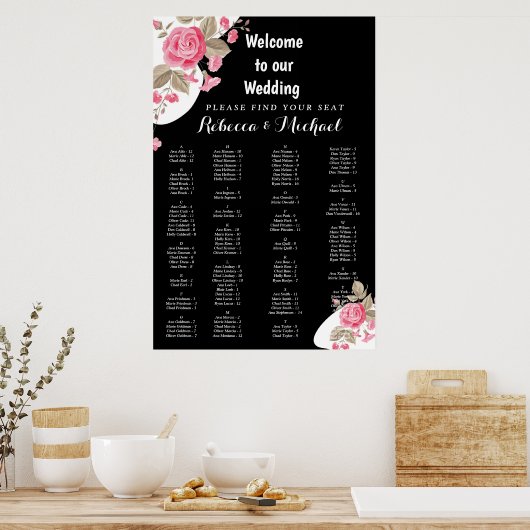 Modern Elegance Pink Floral string light Poster (Keuken)