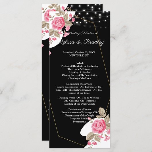 Modern Elegance Pink Floral string light Programma (Voorkant / Achterkant)