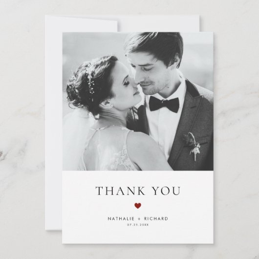 Modern Elegance Red Typography Wedding Bedankkaart (Voorkant)