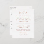 Modern Elegance Roos Gold Monogram Weddenschap Folie Uitnodiging Briefkaart (Voorkant / Achterkant)