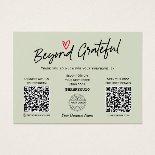 Modern elegance script trendy QR code gift card Visitekaartje (Voorkant)