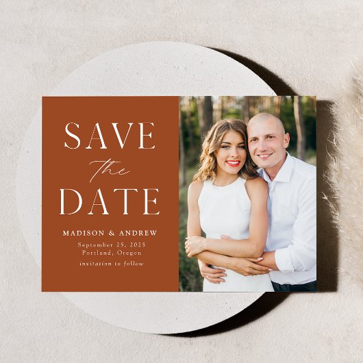 Modern Elegance Terracotta Foto Save The Date