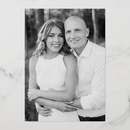 Modern Elegance Wine and Gold Photo Wedding Folie Uitnodiging (Achterkant)