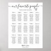 Modern Elegant 15 tables Wedding Seating Chart Poster (Voorkant)