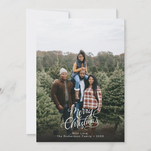Modern Elegant 1 foto Kerstmis Script Feestdagenkaart (Voorkant)
