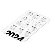 Modern Elegant 2024 Kalender Zwart-wit Magneet (Linkerzijde)
