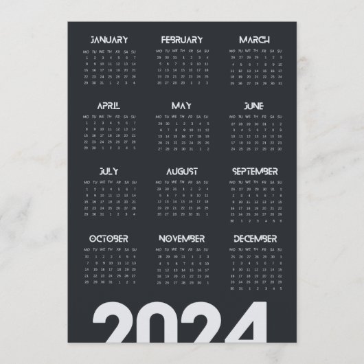 Modern Elegant 2024 Kalender Zwart-wit Programma (Voorkant)