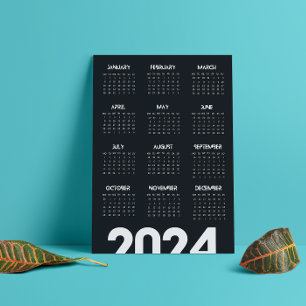 Modern Elegant 2024 Kalender Zwart-wit Programma