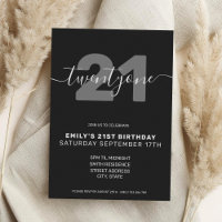 Modern Elegant 21st Birthday Uitnodiging