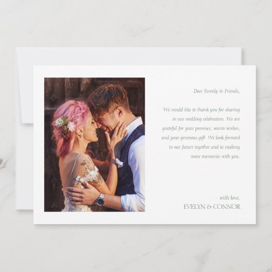 Modern Elegant 2 foto's Typografie bericht Trouwen Bedankkaart (Achterkant)