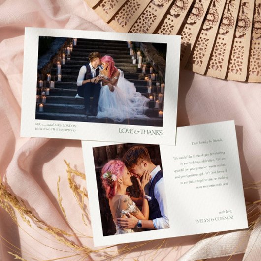 Modern Elegant 2 foto's Typografie bericht Trouwen Bedankkaart