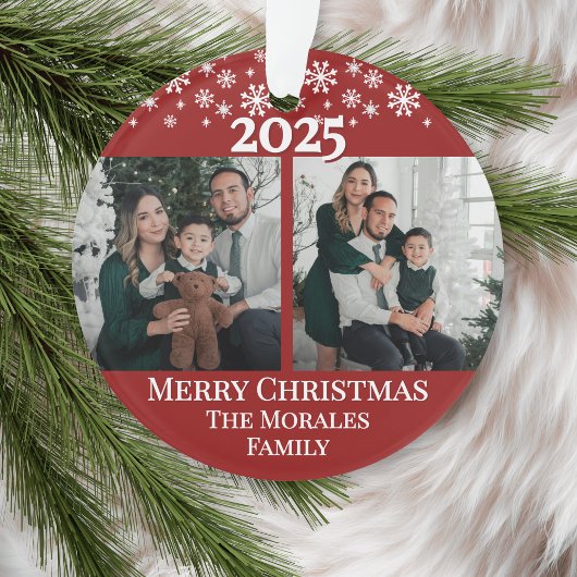 Modern Elegant 2 Photo Red Keepsake Family