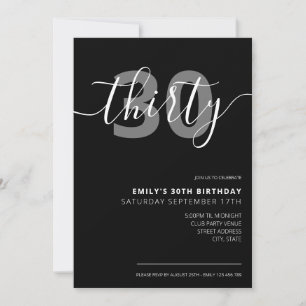 Modern Elegant 30th Birthday Invitation Kaart