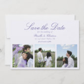 Modern Elegant 3 foto bruiloft Save The Date (Voorkant)