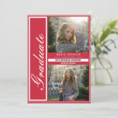 Modern Elegant 3 Fotocollage Rood Afstuderen Aankondiging (Staand voorkant)