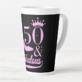 Modern Elegant 50 en Fabulous Birthday Voman Latte Mok (Rechterhoek)