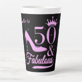 Modern Elegant 50 en Fabulous Birthday Voman Latte Mok (Voorkant)