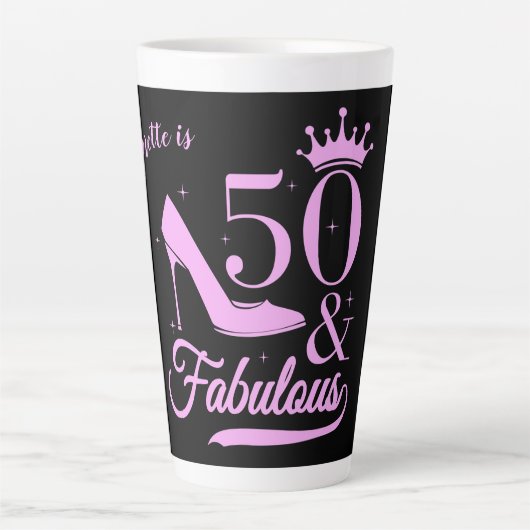 Modern Elegant 50 en Fabulous Birthday Voman Latte Mok (Voorkant)