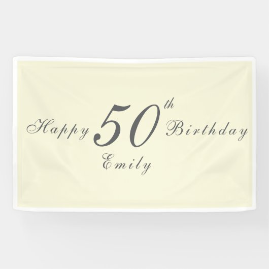 Modern Elegant 50th Birthday Party Spandoek (Horizontaal)