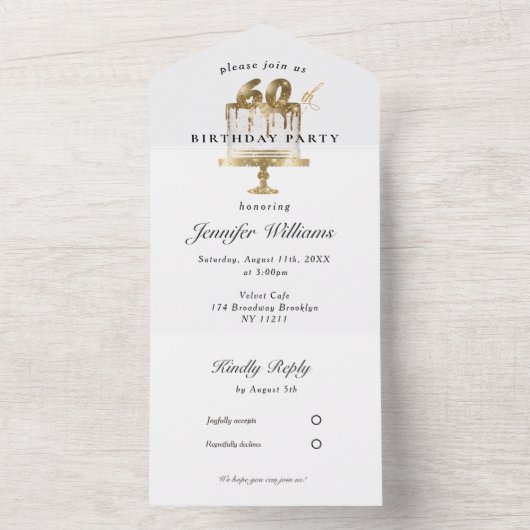 Modern, elegant 60. all in one uitnodiging (Binnen)