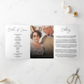 Modern Elegant 7 Photo Trifold Funeral Program Drieluik Programma (Binnen)