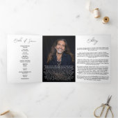 Modern Elegant 7 Photo Trifold Funeral Program Drieluik Programma (Binnen)