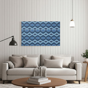 Modern, Elegant Abstract Blauwe Gaai Patroon Canvas Afdruk