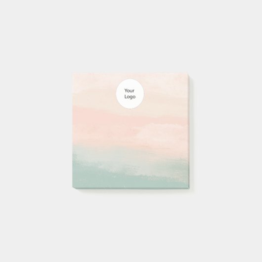 Modern Elegant Abstract Perzik Blauwgroen Textured Post-it® Notes (Voorkant)