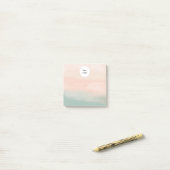 Modern Elegant Abstract Perzik Blauwgroen Textured Post-it® Notes (Op bureau)