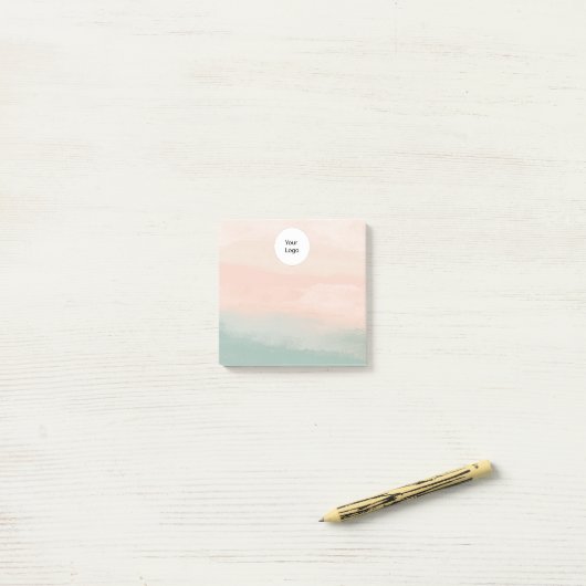 Modern Elegant Abstract Perzik Blauwgroen Textured Post-it® Notes (Op bureau)