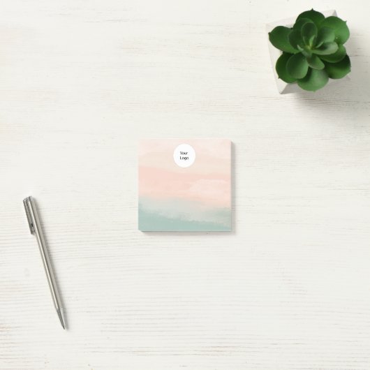 Modern Elegant Abstract Perzik Blauwgroen Textured Post-it® Notes (Kantoor)