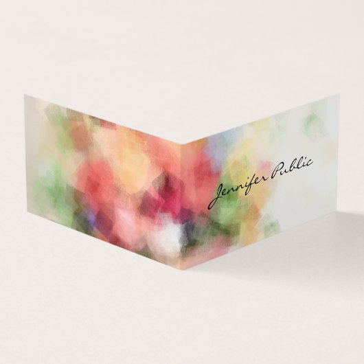 Modern Elegant Abstract Sjabloon Handschrift Cool Visitekaartjes (Buitenkant)