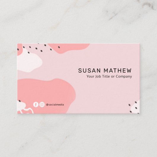 Modern elegant Abstract Visitekaartje met roze pin (Voorkant)