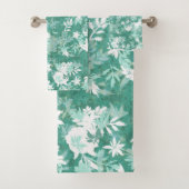 Modern Elegant Abstracte Blauwgroen Marigold Flowe Bad Handdoek (Insitu)