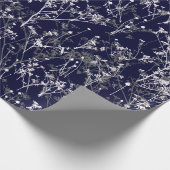 Modern Elegant Abstracte wilde bloemen op Navy Blu Cadeaupapier (Hoek)