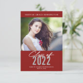 Modern Elegant Afstuderen | Foto rood Afstuderen Aankondiging (Staand voorkant)