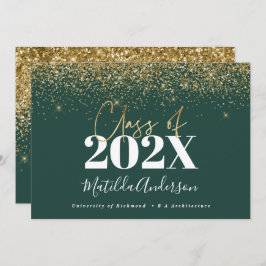 modern elegant afstuderen met groen goudschrift kaart