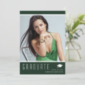 Modern Elegant Afstuderen stijlvol foto groen Aankondiging (Staand voorkant)