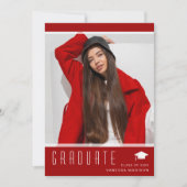 Modern Elegant Afstuderen stijlvol fotorood Aankondiging (Voorkant)