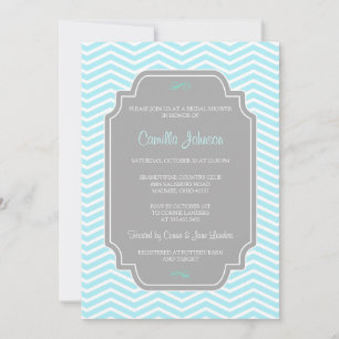 Modern Elegant Aqua Chevron Vrijgezellenfeest Kaart