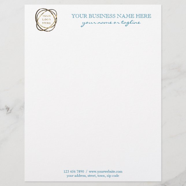 Modern Elegant Aqua Custom Business Logo Briefhoofd (Voorkant)