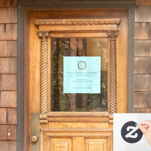 Modern Elegant Aqua Custom Business Logo Raamsticker (Huis Deur)