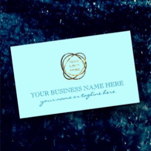 Modern Elegant Aqua Custom Business Logo Visitekaartje