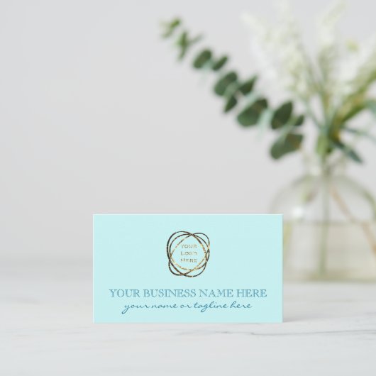 Modern Elegant Aqua Custom Business Logo Visitekaartje (Staand voorkant)